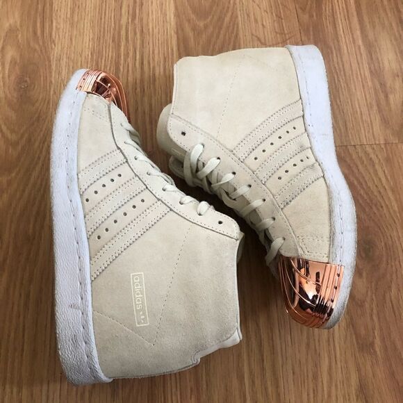 ADIDAS 80's SUPERSTAR METAL TOE S79384  LEATHER WEDGE SNEAKER IVORY - Picture 10 of 13